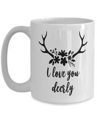 Load image into Gallery viewer, I Love You Deerly Valentine Day Coffee Tea Mug Gift For Him Her Drinkware Cups - CrazyFamilyLove