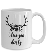 Load image into Gallery viewer, I Love You Deerly Valentine Day Coffee Tea Mug Gift For Him Her Drinkware Cups - CrazyFamilyLove