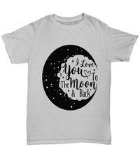 Load image into Gallery viewer, I Love You to Moon2 Valentine Day Gift for Him Her Graphic Cotton Shirt Tshirt - CrazyFamilyLove