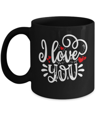 Load image into Gallery viewer, I Love You2 Valentine Day Black Ceramic Coffee Mug Gift For Him Her Drinkware - CrazyFamilyLove