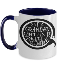 Load image into Gallery viewer, If Grandad Can't Fix It Two Tone Coffee Mug | Grandpa Grandfather Papaw Birthday - CrazyFamilyLove