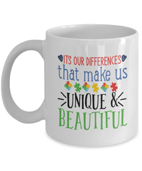Load image into Gallery viewer, It's Our Differences Autistic Spectrum Awareness Ceramic Coffee Tea Mug | ADD/ADHD Aspergers Dyslexia Neurodivergent Puzzle Piece Drinkware - CrazyFamilyLove