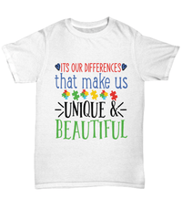 Load image into Gallery viewer, It's Our Differences Autistic Spectrum Awareness Unisex Tshirt Teeshirt | ADD/ADHD Aspergers Dyslexia Neurodivergent Puzzle Piece Shirt - CrazyFamilyLove