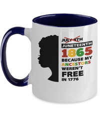 Load image into Gallery viewer, Juneteenth Two Tone Coffee Mug Cup Black Lives Matter Black Pride BLM Drinkware - CrazyFamilyLove