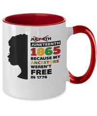 Load image into Gallery viewer, Juneteenth Two Tone Coffee Mug Cup Black Lives Matter Black Pride BLM Drinkware - CrazyFamilyLove
