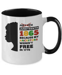 Load image into Gallery viewer, Juneteenth Two Tone Coffee Mug Cup Black Lives Matter Black Pride BLM Drinkware - CrazyFamilyLove
