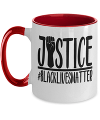 Load image into Gallery viewer, Justice #BlackLivesMatter Two Tone Coffee Tea Mug Cup Black Pride BLM Drinkware - CrazyFamilyLove
