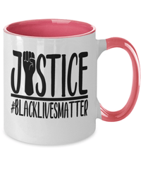 Load image into Gallery viewer, Justice #BlackLivesMatter Two Tone Coffee Tea Mug Cup Black Pride BLM Drinkware - CrazyFamilyLove