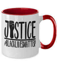 Load image into Gallery viewer, Justice #BlackLivesMatter Two Tone Coffee Tea Mug Cup Black Pride BLM Drinkware - CrazyFamilyLove
