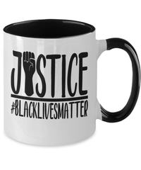 Load image into Gallery viewer, Justice #BlackLivesMatter Two Tone Coffee Tea Mug Cup Black Pride BLM Drinkware - CrazyFamilyLove