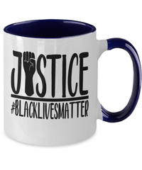 Load image into Gallery viewer, Justice #BlackLivesMatter Two Tone Coffee Tea Mug Cup Black Pride BLM Drinkware - CrazyFamilyLove