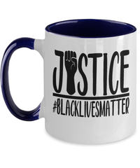 Load image into Gallery viewer, Justice #BlackLivesMatter Two Tone Coffee Tea Mug Cup Black Pride BLM Drinkware - CrazyFamilyLove