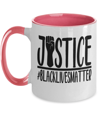 Load image into Gallery viewer, Justice #BlackLivesMatter Two Tone Coffee Tea Mug Cup Black Pride BLM Drinkware - CrazyFamilyLove