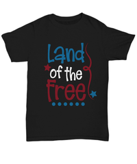 Load image into Gallery viewer, Land of the Free 4th of July Fourth Since Born in the USA Black Tshirt | 1776 America Independence Day Star Spangled Banner Cotton Shirt - CrazyFamilyLove