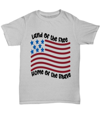 Load image into Gallery viewer, Land of the Free Home of the Brave 4th of July Fourth Since Born in the USA Black Tshirt 1776 God Bless America Independence Day Cotton Tee - CrazyFamilyLove