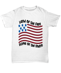 Load image into Gallery viewer, Land of the Free Home of the Brave 4th of July Fourth Since Born in the USA Black Tshirt 1776 God Bless America Independence Day Cotton Tee - CrazyFamilyLove