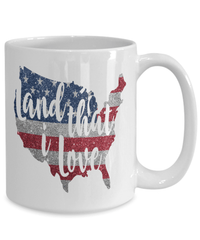Load image into Gallery viewer, Land That I Love 4th of July Fourth Born in the USA Ceramic Coffee Tea Mug | 1776 America Independence Day Star Spangled Banner Drinkware - CrazyFamilyLove