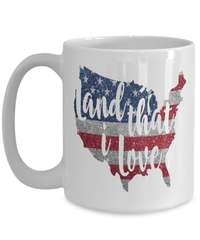 Load image into Gallery viewer, Land That I Love 4th of July Fourth Born in the USA Ceramic Coffee Tea Mug | 1776 America Independence Day Star Spangled Banner Drinkware - CrazyFamilyLove