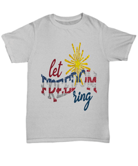 Load image into Gallery viewer, Let Freedom Ring01 4th of July Fourth Since Born in the USA Black Tshirt 1776 God Bless America Independence Day Star Spangled Cotton Shirt - CrazyFamilyLove