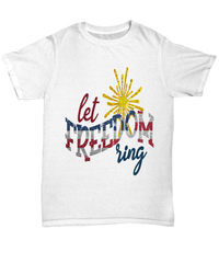 Load image into Gallery viewer, Let Freedom Ring01 4th of July Fourth Since Born in the USA Black Tshirt 1776 God Bless America Independence Day Star Spangled Cotton Shirt - CrazyFamilyLove