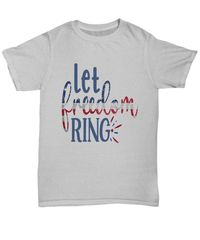 Load image into Gallery viewer, Let Freedom Ring02 4th of July Fourth Since Born in the USA Black Tshirt 1776 God Bless America Independence Day Star Spangled Cotton Shirt - CrazyFamilyLove