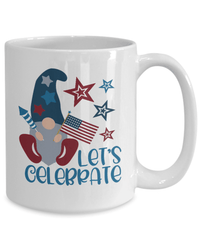 Load image into Gallery viewer, Let's Celebrate 4th of July Fourth Born in the USA Ceramic Coffee Tea Mug | 1776 America Independence Day Star Spangled Banner Drinkware - CrazyFamilyLove