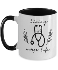 Load image into Gallery viewer, Living That Nurse Life LPN RN ARNP Nurse Two Tone Ceramic Coffee Mug Drinkware - CrazyFamilyLove