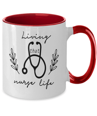 Load image into Gallery viewer, Living That Nurse Life LPN RN ARNP Nurse Two Tone Ceramic Coffee Mug Drinkware - CrazyFamilyLove