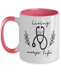Load image into Gallery viewer, Living That Nurse Life LPN RN ARNP Nurse Two Tone Ceramic Coffee Mug Drinkware - CrazyFamilyLove