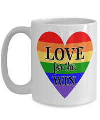 Load image into Gallery viewer, Love for the Win LGBTQ Woman Man Gender Fluid Identity Ceramic Coffee Tea Mug Cup FTM MTF Transgender Bisexual Rainbow Flag Pride Drinkware - CrazyFamilyLove