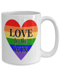 Load image into Gallery viewer, Love for the Win LGBTQ Woman Man Gender Fluid Identity Ceramic Coffee Tea Mug Cup FTM MTF Transgender Bisexual Rainbow Flag Pride Drinkware - CrazyFamilyLove