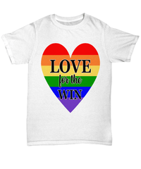 Load image into Gallery viewer, Love for the Win LGBTQ Woman Man Gender Fluid Identity Tshirt FTM MTF Transgender Bisexual Two-Spirit Rainbow Pride Flag Cotton Shirt - CrazyFamilyLove