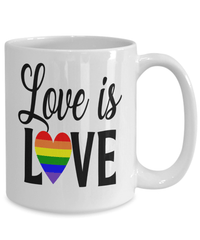 Load image into Gallery viewer, Love is Love LGBTQ Woman Man Gender Fluid Identity Ceramic Coffee Tea Mug Cup FTM MTF Transgender Bisexual Rainbow Flag Pride Drinkware - CrazyFamilyLove