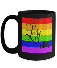 Load image into Gallery viewer, Love Wins LGBTQ Woman Man Gender Fluid Identity Ceramic Coffee Tea Mug Cup | FTM MTF Transgender Bisexual Two-Spirit Rainbow Flag Drinkware - CrazyFamilyLove