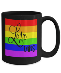Load image into Gallery viewer, Love Wins LGBTQ Woman Man Gender Fluid Identity Ceramic Coffee Tea Mug Cup | FTM MTF Transgender Bisexual Two-Spirit Rainbow Flag Drinkware - CrazyFamilyLove