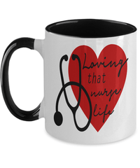 Load image into Gallery viewer, Loving That Nurse Life LPN RN ARNP Nurse Two Tone Ceramic Coffee Mug Drinkware - CrazyFamilyLove