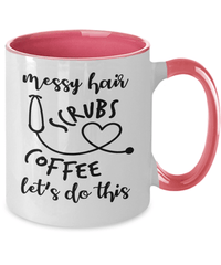 Load image into Gallery viewer, LPN RN ARNP Messy Hair Scrubs Two Tone Coffee Mug | Nurse Practitioner Drinkware - CrazyFamilyLove