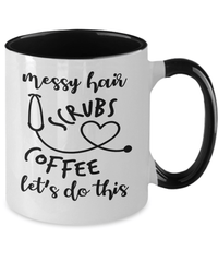 Load image into Gallery viewer, LPN RN ARNP Messy Hair Scrubs Two Tone Coffee Mug | Nurse Practitioner Drinkware - CrazyFamilyLove
