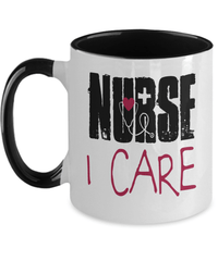 Load image into Gallery viewer, LPN RN ARNP Nurse I Care Two Tone Coffee Tea Mug | Nursing Assistant Drinkware - CrazyFamilyLove