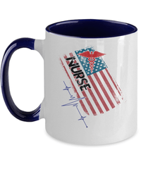 Load image into Gallery viewer, LPN RN ARNP Nurse Practitioner American Flag Two Tone Coffee Tea Mug Drinkware - CrazyFamilyLove