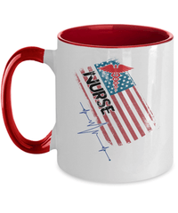 Load image into Gallery viewer, LPN RN ARNP Nurse Practitioner American Flag Two Tone Coffee Tea Mug Drinkware - CrazyFamilyLove