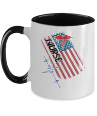 Load image into Gallery viewer, LPN RN ARNP Nurse Practitioner American Flag Two Tone Coffee Tea Mug Drinkware - CrazyFamilyLove