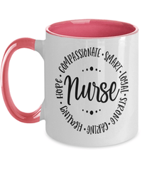 Load image into Gallery viewer, LPN RN ARNP Nurse Practitioner Qualities Two Tone Ceramic Coffee Mug Drinkware - CrazyFamilyLove