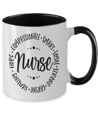 Load image into Gallery viewer, LPN RN ARNP Nurse Practitioner Qualities Two Tone Ceramic Coffee Mug Drinkware - CrazyFamilyLove
