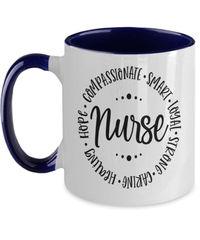 Load image into Gallery viewer, LPN RN ARNP Nurse Practitioner Qualities Two Tone Ceramic Coffee Mug Drinkware - CrazyFamilyLove