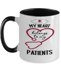 Load image into Gallery viewer, My Heart Belongs My Patients LPN RN ARNP Nurse Two Tone Coffee Tea Mug Drinkware - CrazyFamilyLove