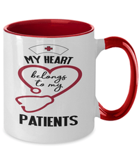 Load image into Gallery viewer, My Heart Belongs My Patients LPN RN ARNP Nurse Two Tone Coffee Tea Mug Drinkware - CrazyFamilyLove