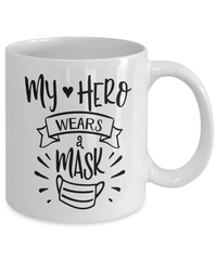 Load image into Gallery viewer, My Hero Wears A Mask LPN RN ARNP Coffee Tea Mug | Nurse Practitioner Drinkware - CrazyFamilyLove