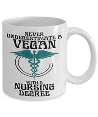 Load image into Gallery viewer, Never Underestimate Vegan LPN RN ARNP Nurse CoffeeMug NursingAssistant Drinkware - CrazyFamilyLove