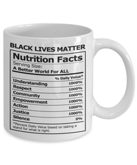 Load image into Gallery viewer, Nutrition Facts Black Lives Matter Coffee Tea Mug Cup Black Pride BLM Drinkware - CrazyFamilyLove